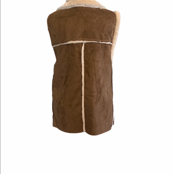 Forever 21 Vegan Suede Faux Fur Lined Vest Sz M - Picture 7 of 12